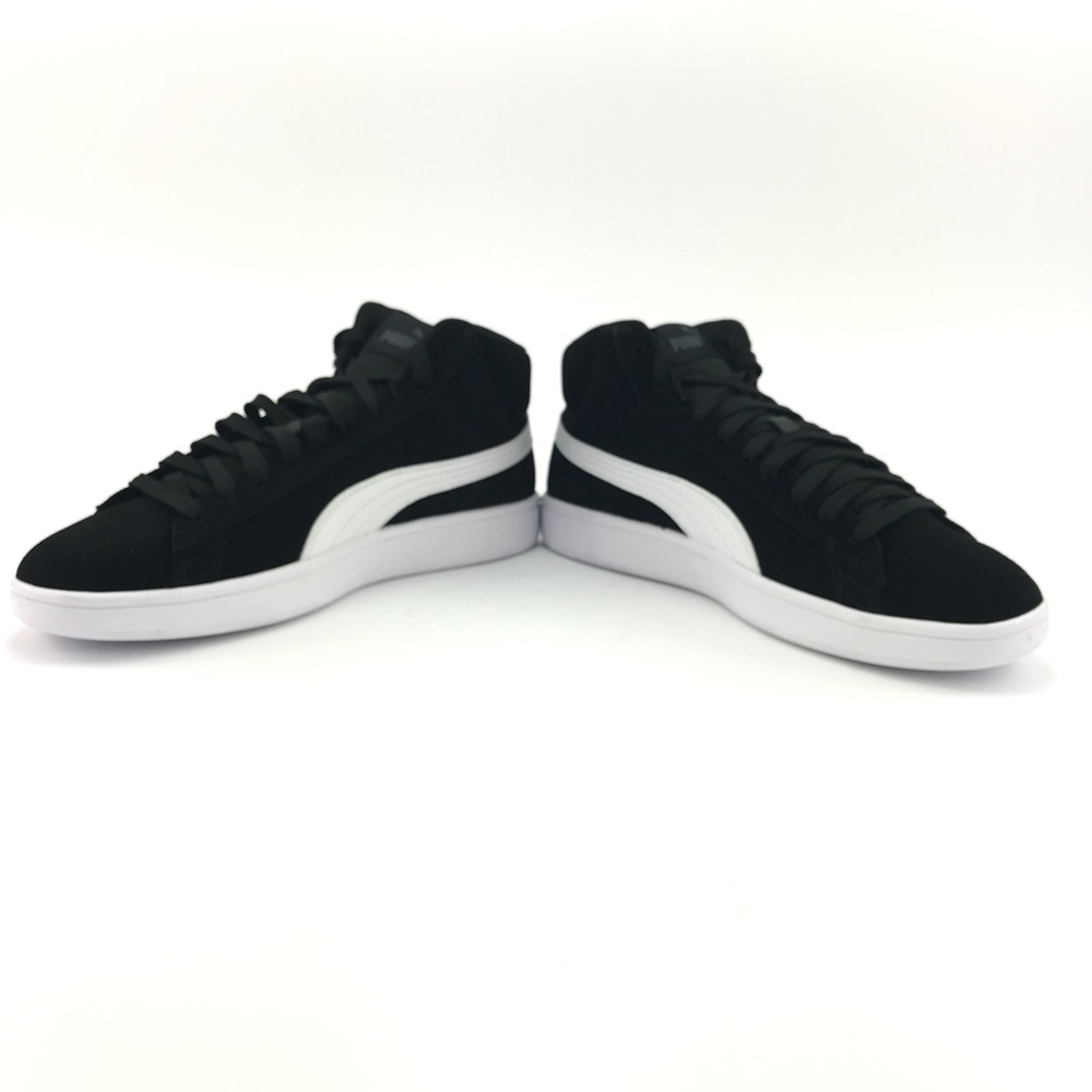 PUMA Mens Smash V2 Mid Suede Black White Shoes - Picture 6 of 8